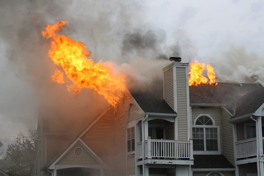 wildfire damaged home