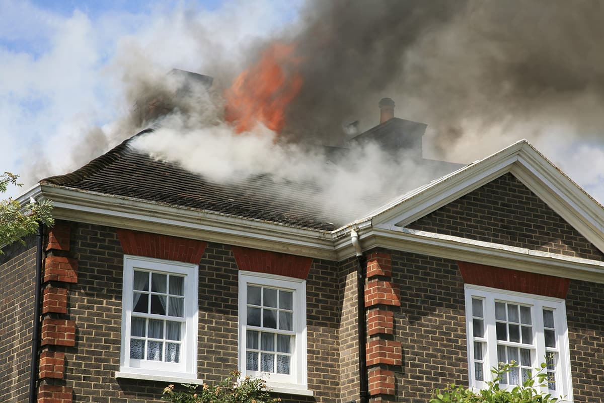 wildfire damaged home