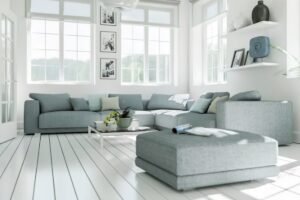 Clean mold-free living room with natural light
