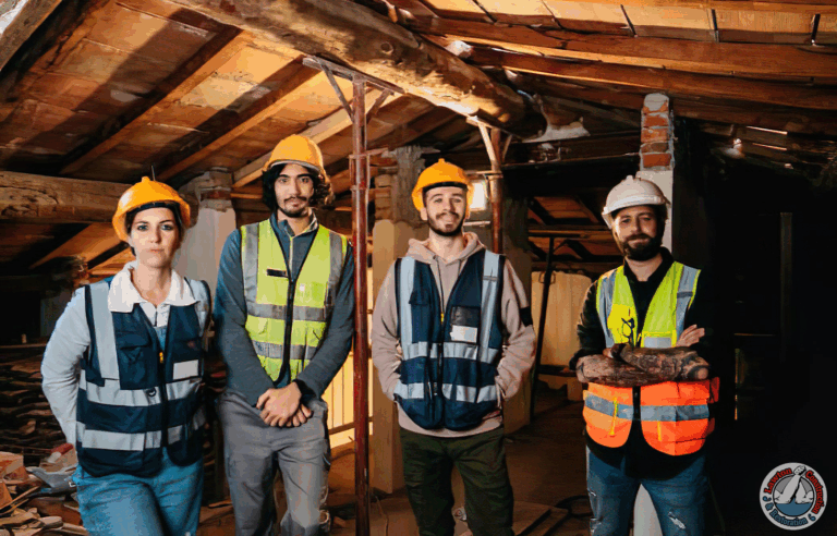 Team of fire restoration experts preparing for cleanup and repair
