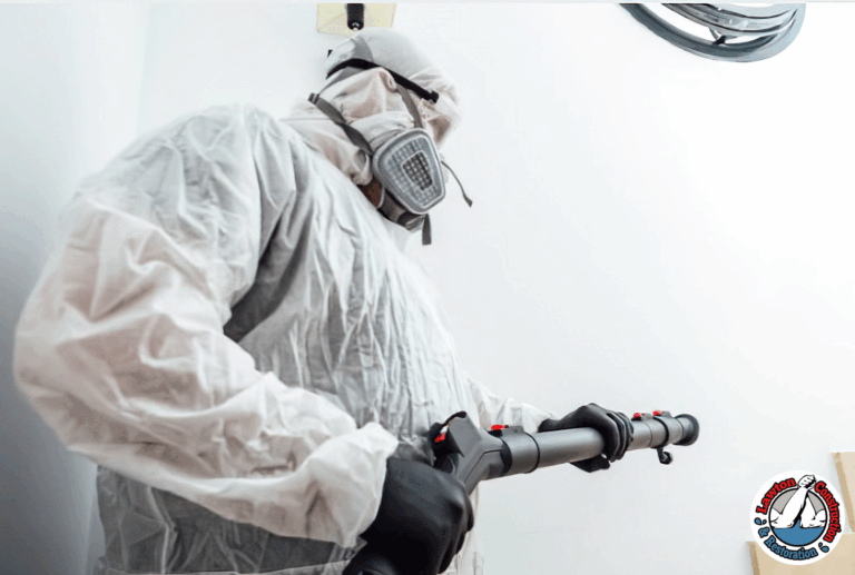 Industrial dehumidifier and air movers drying a basement after water damage