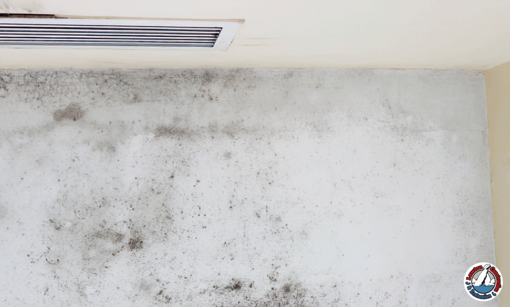 Mold growth on a damp wall in a poorly ventilated room