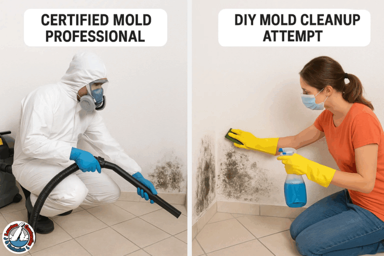 Comparison of certified mold professional and DIY mold cleanup attempt