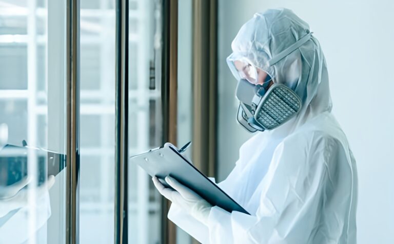 Certified lead removal professional reviewing inspection results