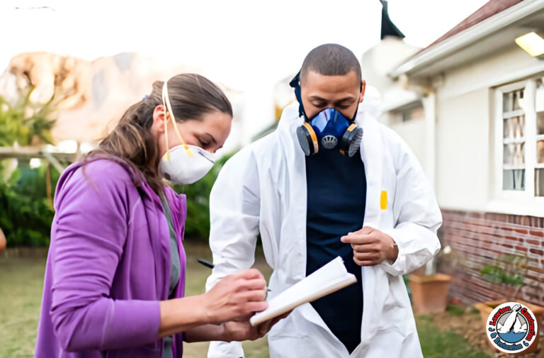 Homeowner consulting with a certified asbestos disposal professional