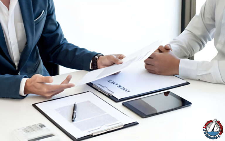Insurance adjuster discussing claim with homeowner