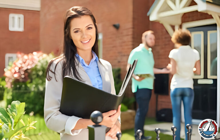 Confident homeowner standing in front of their house with documents