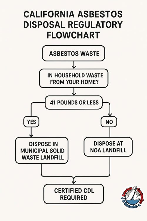 California Asbestos Disposal Regulatory Flowchart Flowchart of California asbestos disposal regulations and requirements
